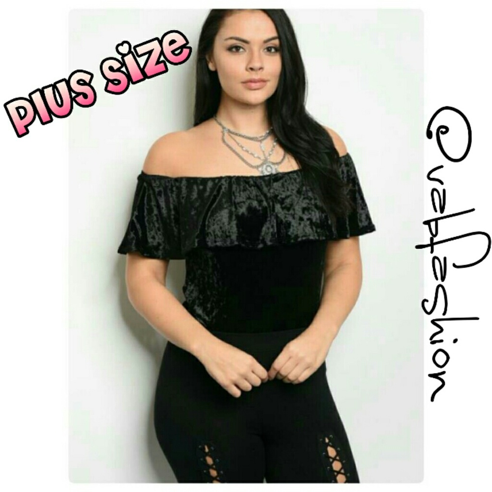PLUS SIZE BLACK VELVET BODY SUIT!🍁 - Picture 1 of 5